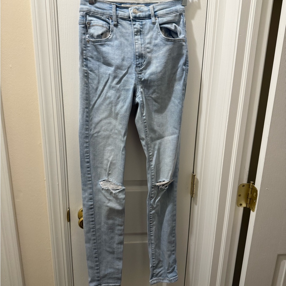 Garage Blue Skinny Jeans with Distressed Details